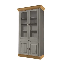 Wohnen Vitrinenschrank Cempino in Grau und Natur