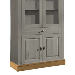 Wohnen Vitrinenschrank Cempino in Grau und Natur