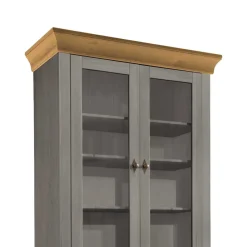 Wohnen Vitrinenschrank Cempino in Grau und Natur