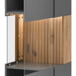 Wohnen Vitrinenschrank in Anthrazit & Eiche Bianco - Cruzca