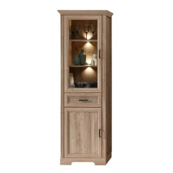 Wohnen Vitrinen|Wohnzimmer-Vitrinen*Vitrinenschrank in Eiche Optik mit LED - Barack