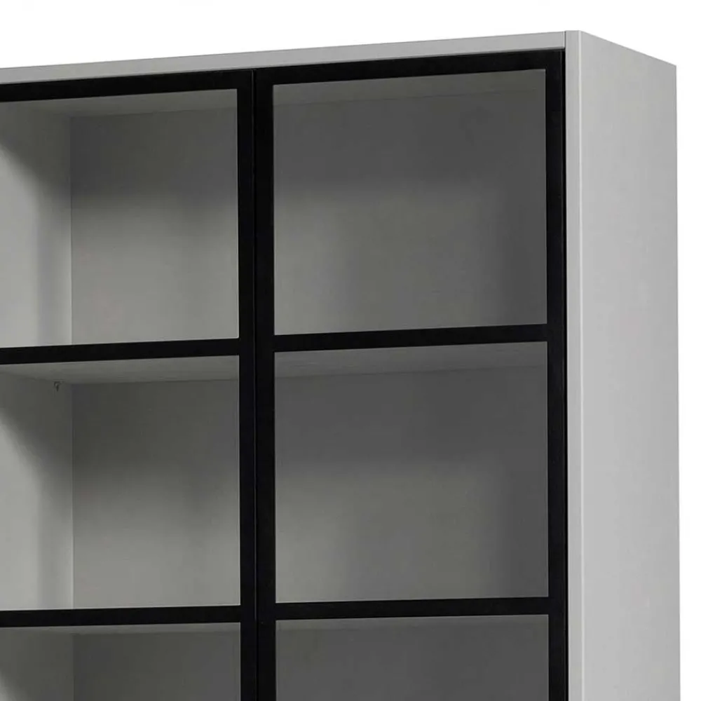 Wohnen Esszimmer-Vitrinen|Vitrinen*Vitrinenschrank in Hellgrau und Schwarz - Arno