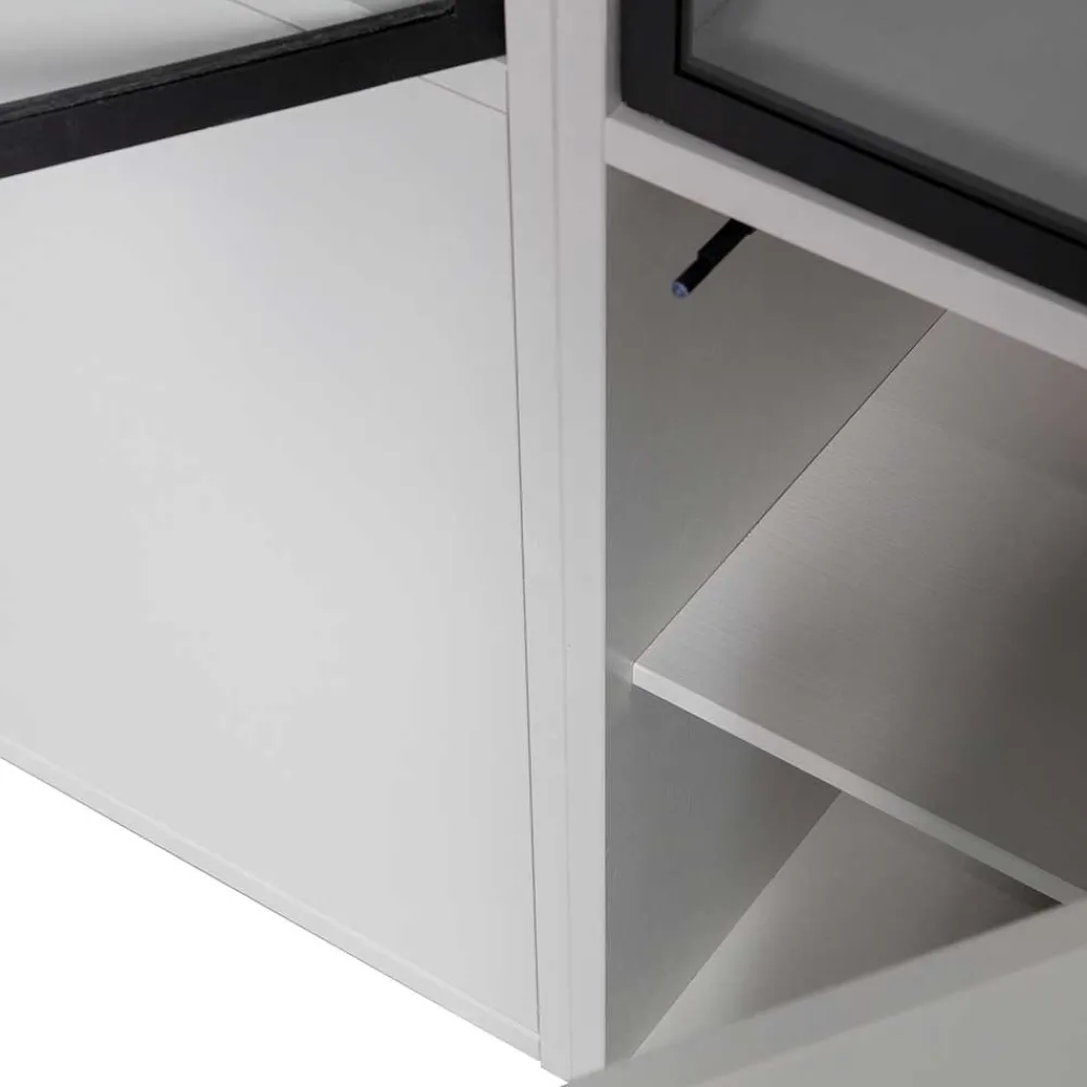 Wohnen Esszimmer-Vitrinen|Vitrinen*Vitrinenschrank in Hellgrau und Schwarz - Arno