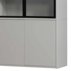 Wohnen Esszimmer-Vitrinen|Vitrinen*Vitrinenschrank in Hellgrau und Schwarz - Arno