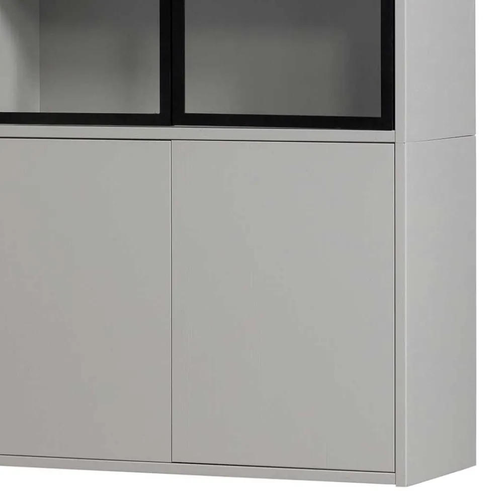 Wohnen Esszimmer-Vitrinen|Vitrinen*Vitrinenschrank in Hellgrau und Schwarz - Arno