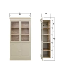 Wohnen Esszimmer-Vitrinen*Vitrinenschrank in Hellgrau mit Braun - Floressa