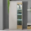 Wohnen Vitrinen|Wohnzimmer-Vitrinen*Vitrinenschrank in Hellgrau & Zinneiche NB - Lioscas