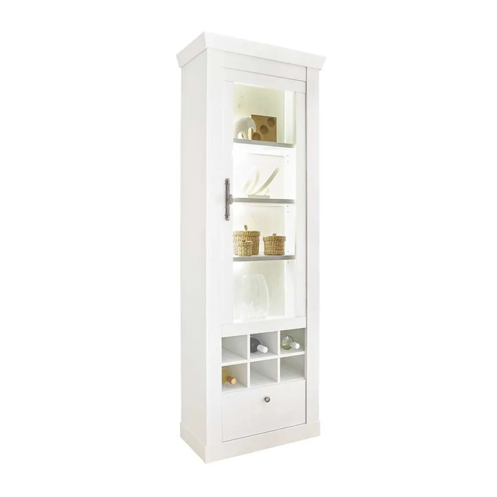 Wohnen Vitrinenschrank in Holzoptik Pinie weiß - Liancos