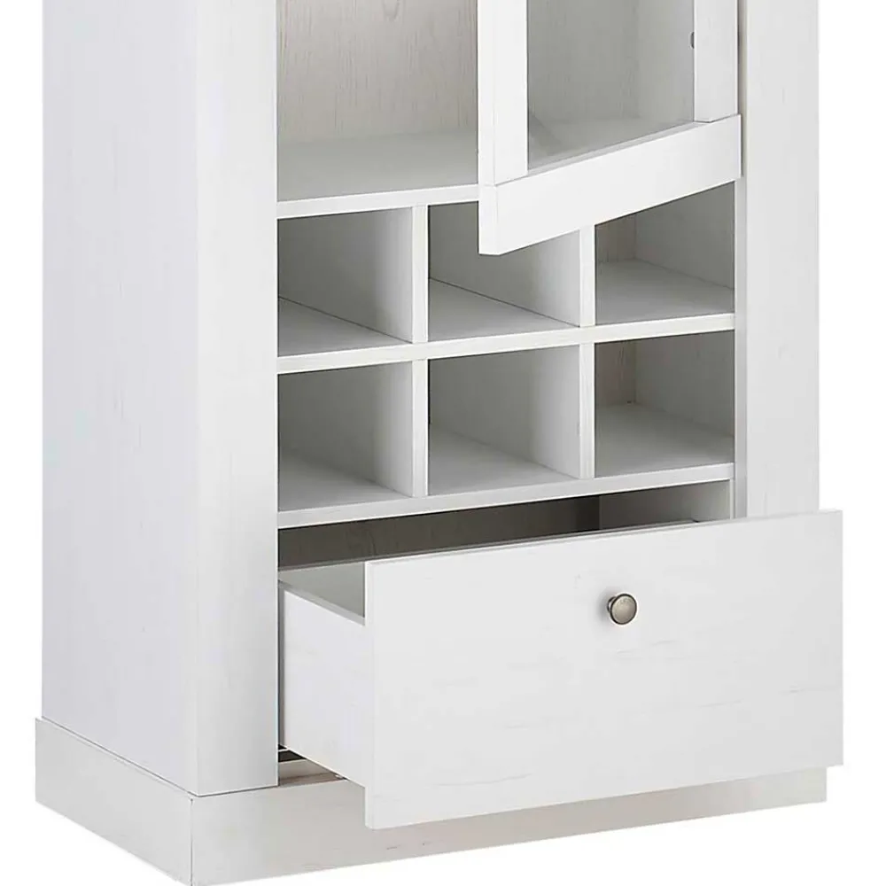 Wohnen Vitrinenschrank in Holzoptik Pinie weiß - Liancos