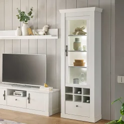 Wohnen Vitrinenschrank in Holzoptik Pinie weiß - Liancos