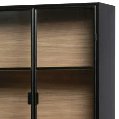 Wohnen Vitrinenschrank in Kiefer und Schwarz - Angoro