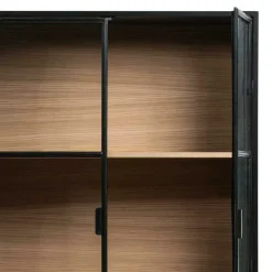 Wohnen Vitrinenschrank in Kiefer und Schwarz - Angoro