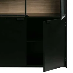 Wohnen Vitrinenschrank in Kiefer und Schwarz - Angoro