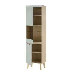 Wohnen Vitrinenschrank in Mintgrün und Eiche - Armina