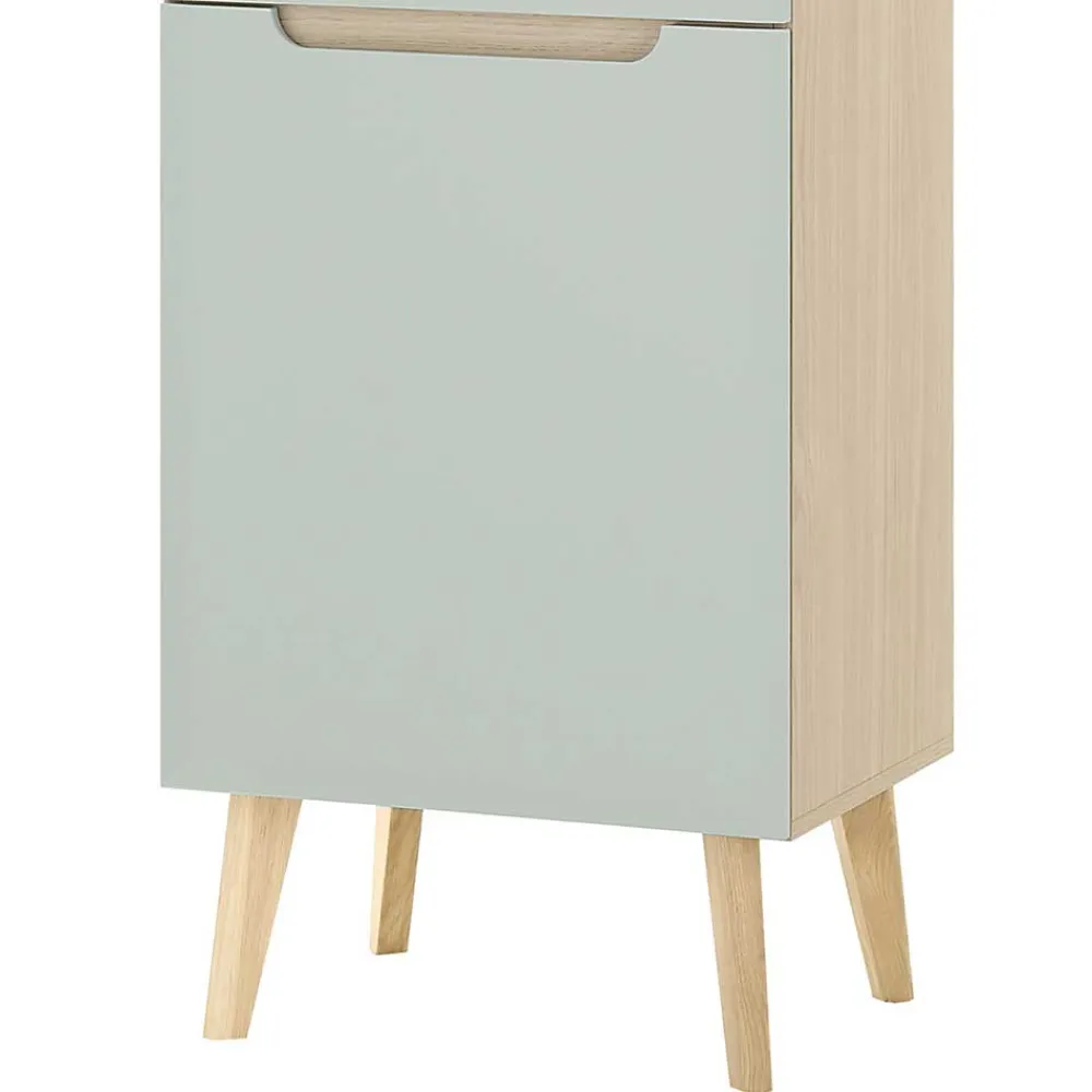 Wohnen Vitrinenschrank in Mintgrün und Eiche - Armina