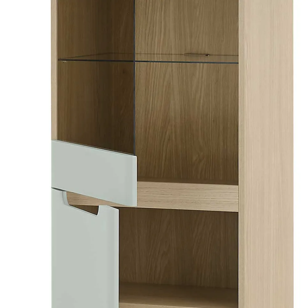 Wohnen Vitrinenschrank in Mintgrün und Eiche - Armina