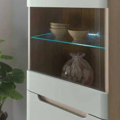 Wohnen Vitrinenschrank in Mintgrün und Eiche - Armina