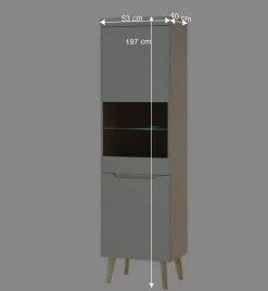 Wohnen Vitrinenschrank in Mintgrün und Eiche - Armina