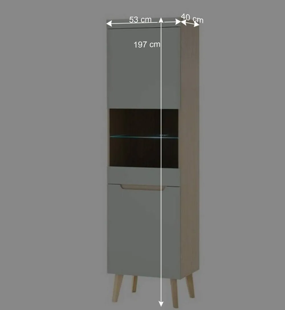 Wohnen Vitrinenschrank in Mintgrün und Eiche - Armina