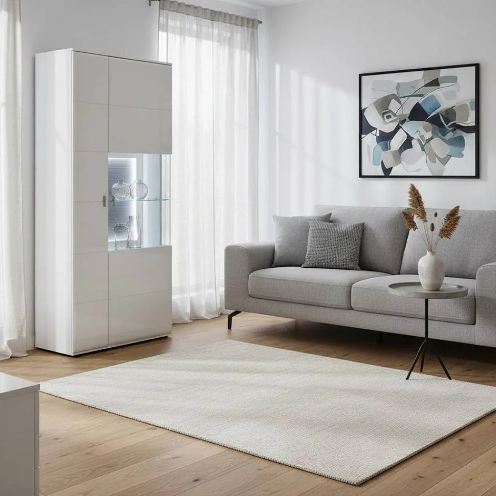 Wohnen Vitrinenschrank in Weiß & Anthrazit - Hazime