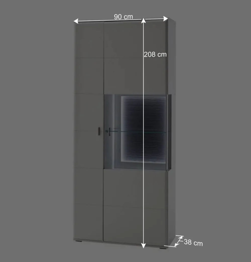 Wohnen Vitrinenschrank in Weiß & Anthrazit - Hazime