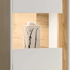 Wohnen Vitrinenschrank in Weiß & Wildeiche Dekor - Nonessia