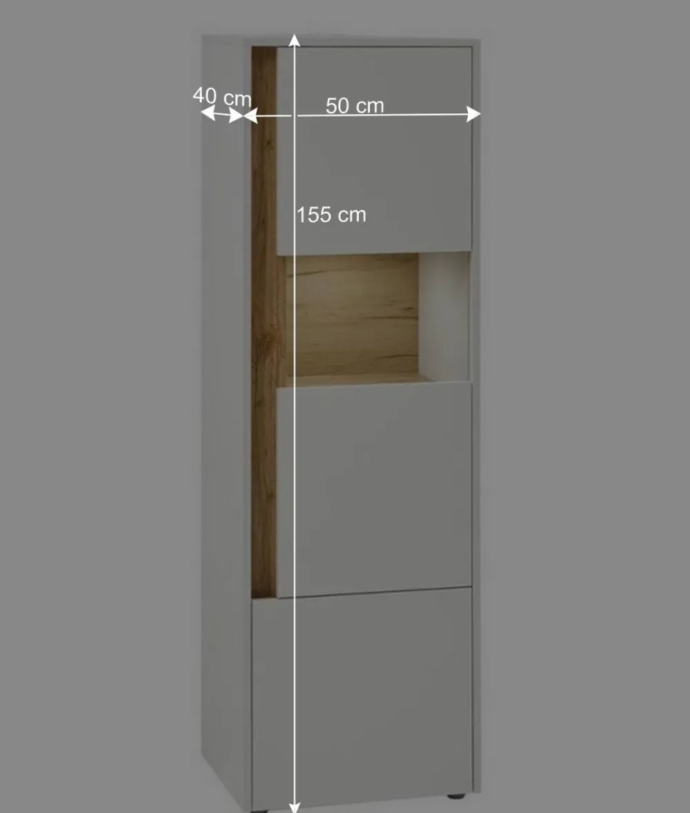 Wohnen Vitrinenschrank in Weiß & Wildeiche Dekor - Nonessia