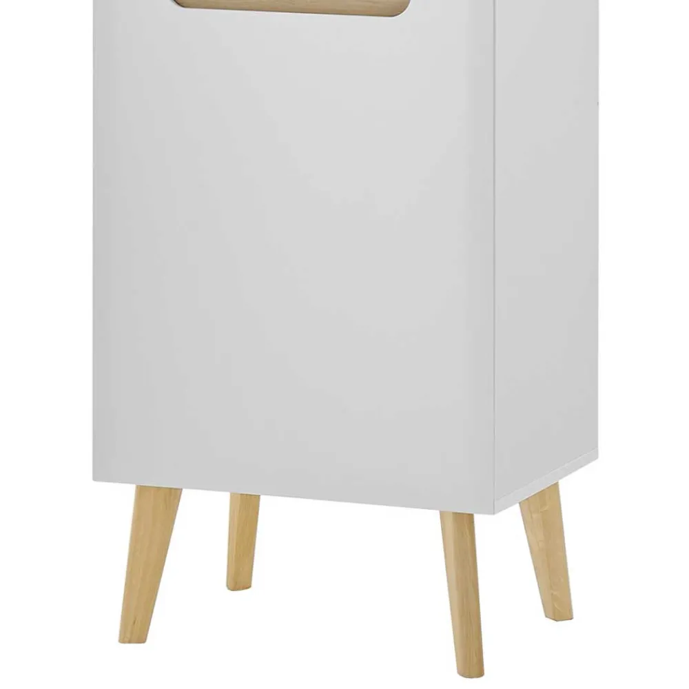 Wohnen Skandinavische Möbel|Vitrinen*Vitrinenschrank in Weiß mit Eiche - Ginko