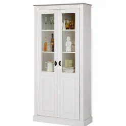 Wohnen Vitrinenschrank in Weiß mit Grau - Lucasario