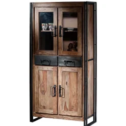 Wohnen Vitrinenschrank Mendoza aus Akazie Massivholz