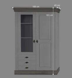 Wohnen Esszimmer-Vitrinen*Vitrinenschrank Mirandesca in Weiß mit Grau