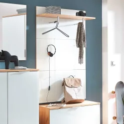 Wohnen Wand Garderobenpaneel in Weiß & Eiche - Reestyl