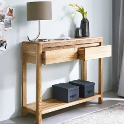 Wohnen Wand Konsolentisch Uvinessa aus Wildeiche massiv geölt