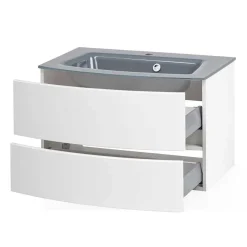 Wohnen Waschtisch|Waschbeckenunterschränke*Wand Waschtisch in Weiß - Mesciria