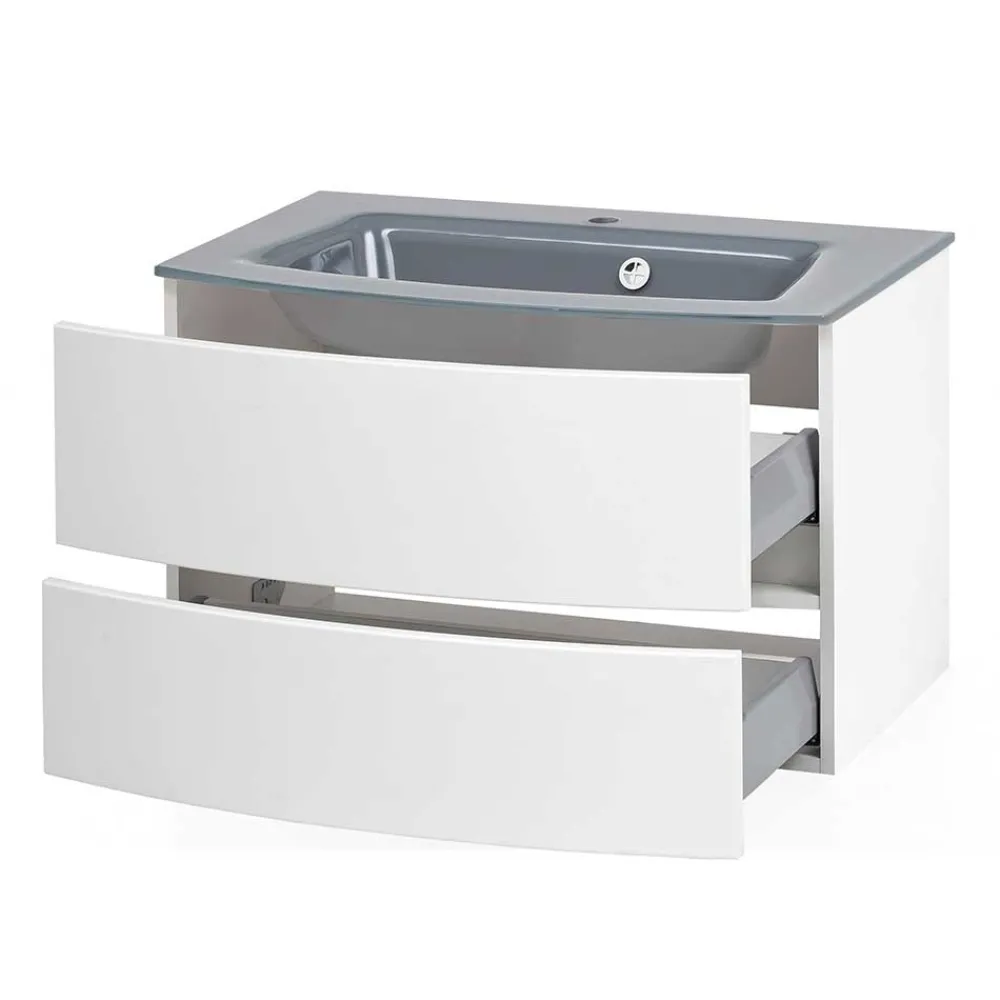 Wohnen Waschtisch|Waschbeckenunterschränke*Wand Waschtisch in Weiß - Mesciria