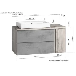 Wohnen Waschtisch|Waschbeckenunterschränke*Wand Waschtisch mit 105 cm Breite - Eight