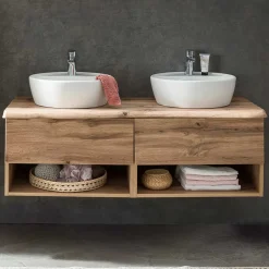 Wohnen Waschtisch|Waschbeckenunterschränke*Wand Waschtisch mit zwei Aufsatz-Waschbecken - Tofias