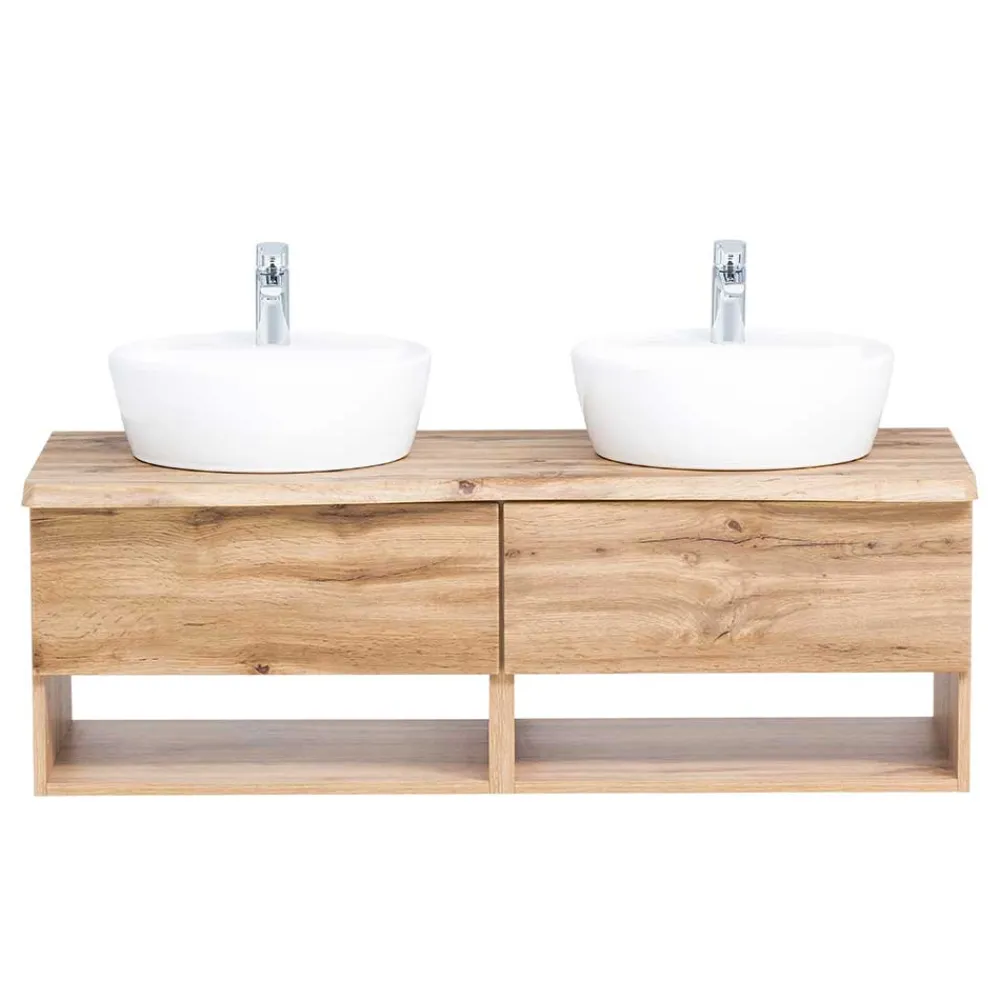 Wohnen Waschtisch|Waschbeckenunterschränke*Wand Waschtisch mit zwei Aufsatz-Waschbecken - Tofias