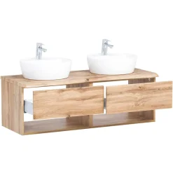 Wohnen Waschtisch|Waschbeckenunterschränke*Wand Waschtisch mit zwei Aufsatz-Waschbecken - Tofias