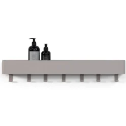 Wohnen Wandablage mit Hakenleiste in Taupe - Suennas