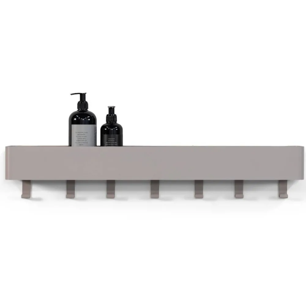 Wohnen Wandablage mit Hakenleiste in Taupe - Suennas