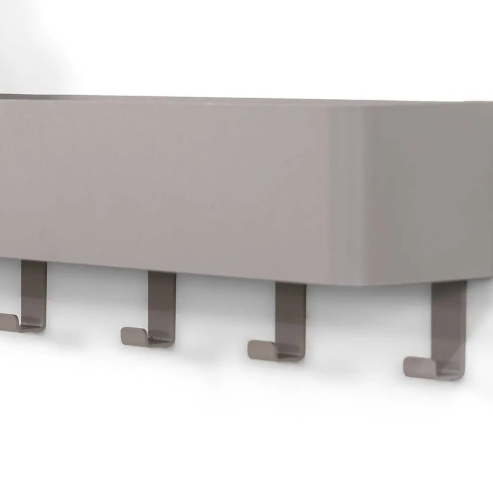 Wohnen Wandablage mit Hakenleiste in Taupe - Suennas