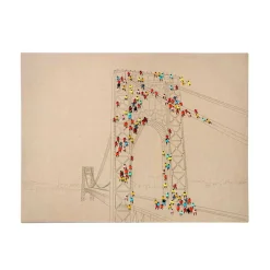 Wohnen Wandbild mit Brücke und Menschen - Tulcea