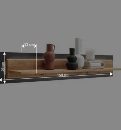 Wohnen Wandboard in Wildeiche & Anthrazit - Flacona