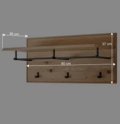 Wohnen Garderoben|Garderoben*Wandgarderobe aus Asteiche Massivholz und Metall - Zonga