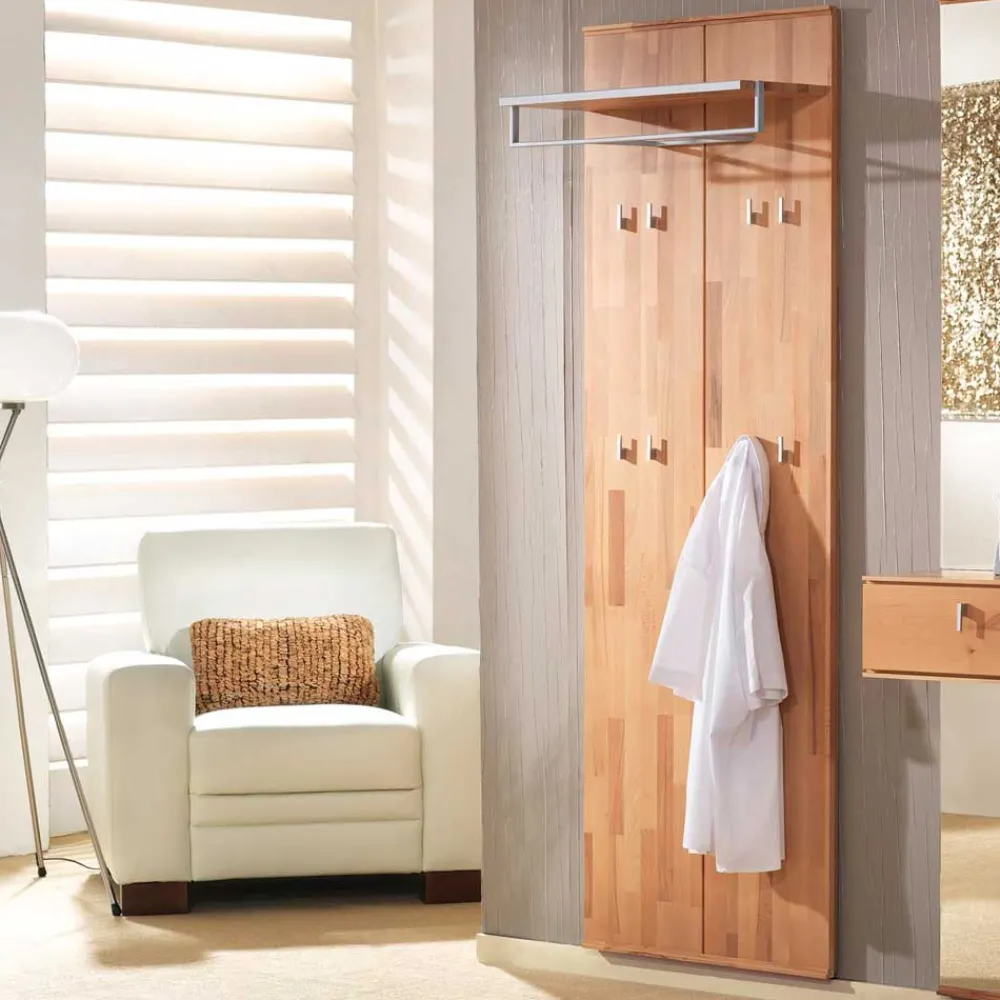 Wohnen Garderoben|Garderoben*Wandgarderoben Paneel Coestra aus Kernbuche Massivholz