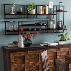 Wohnen Esszimmerregale|Regale*Wandhängeregal aus Recyclingholz Teak - Solapura