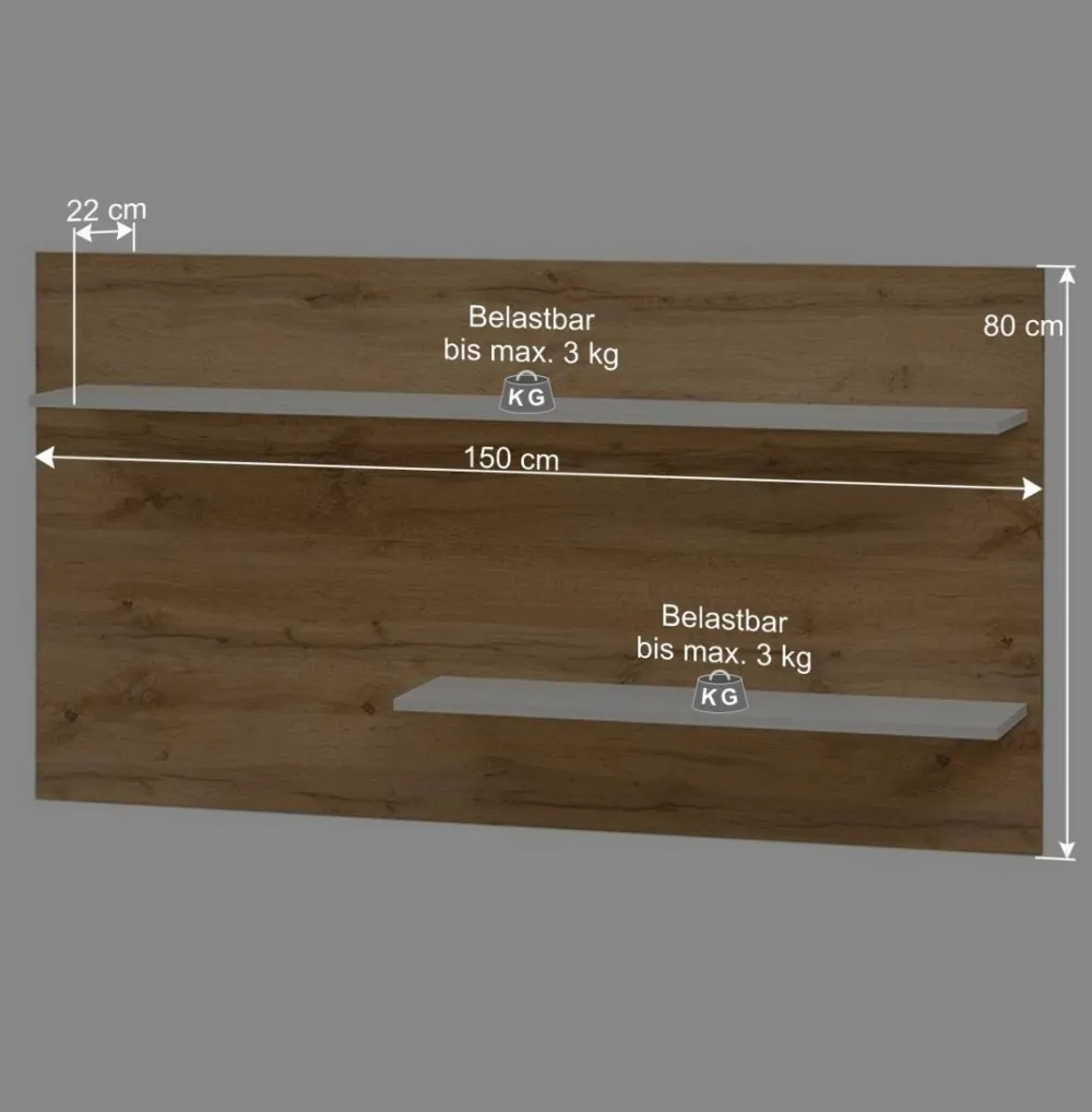 Wohnen Wandpaneel Wandboard mit zwei Böden - Nonessia