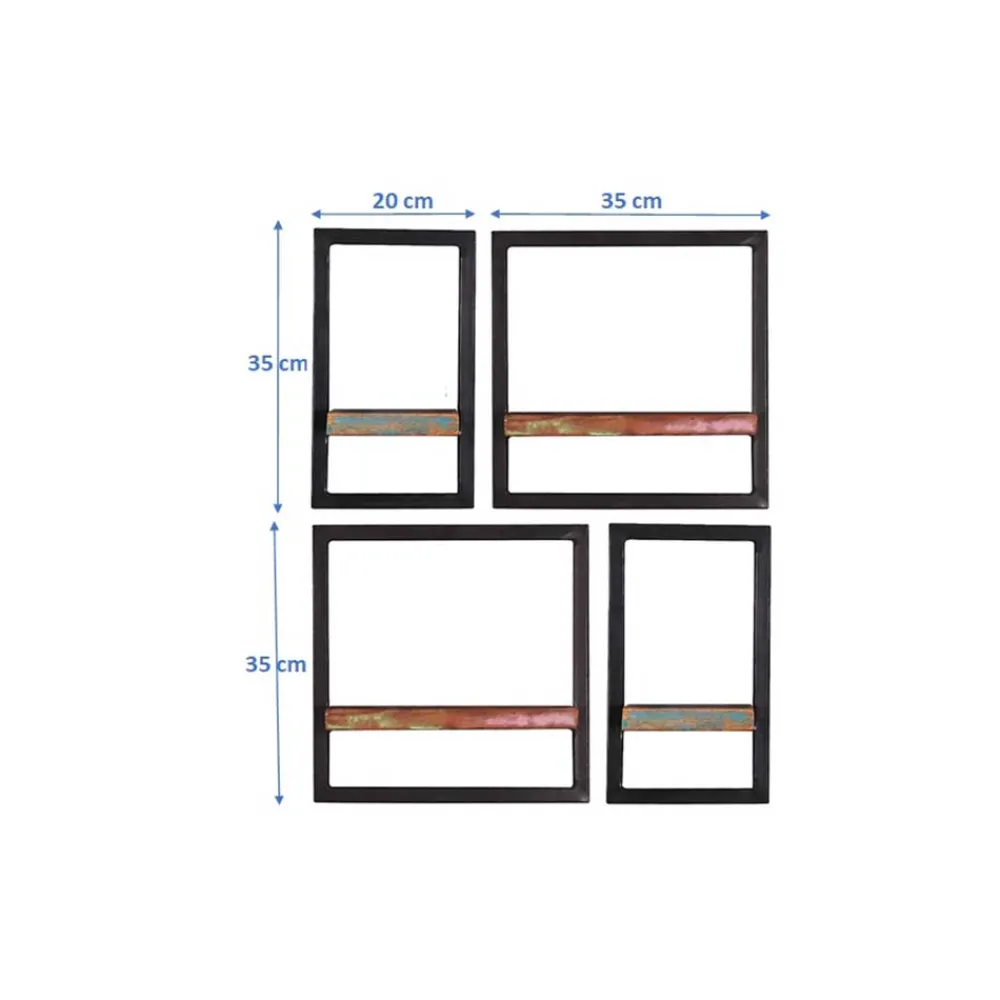 Wohnen Wandregal Kombi aus Altholz bunt - Jamaica (vierteilig)