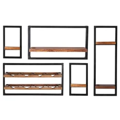 Wohnen Esszimmerschränke*Wandregal Kombination mit Flaschenablagen - Filurina (fünfteilig)